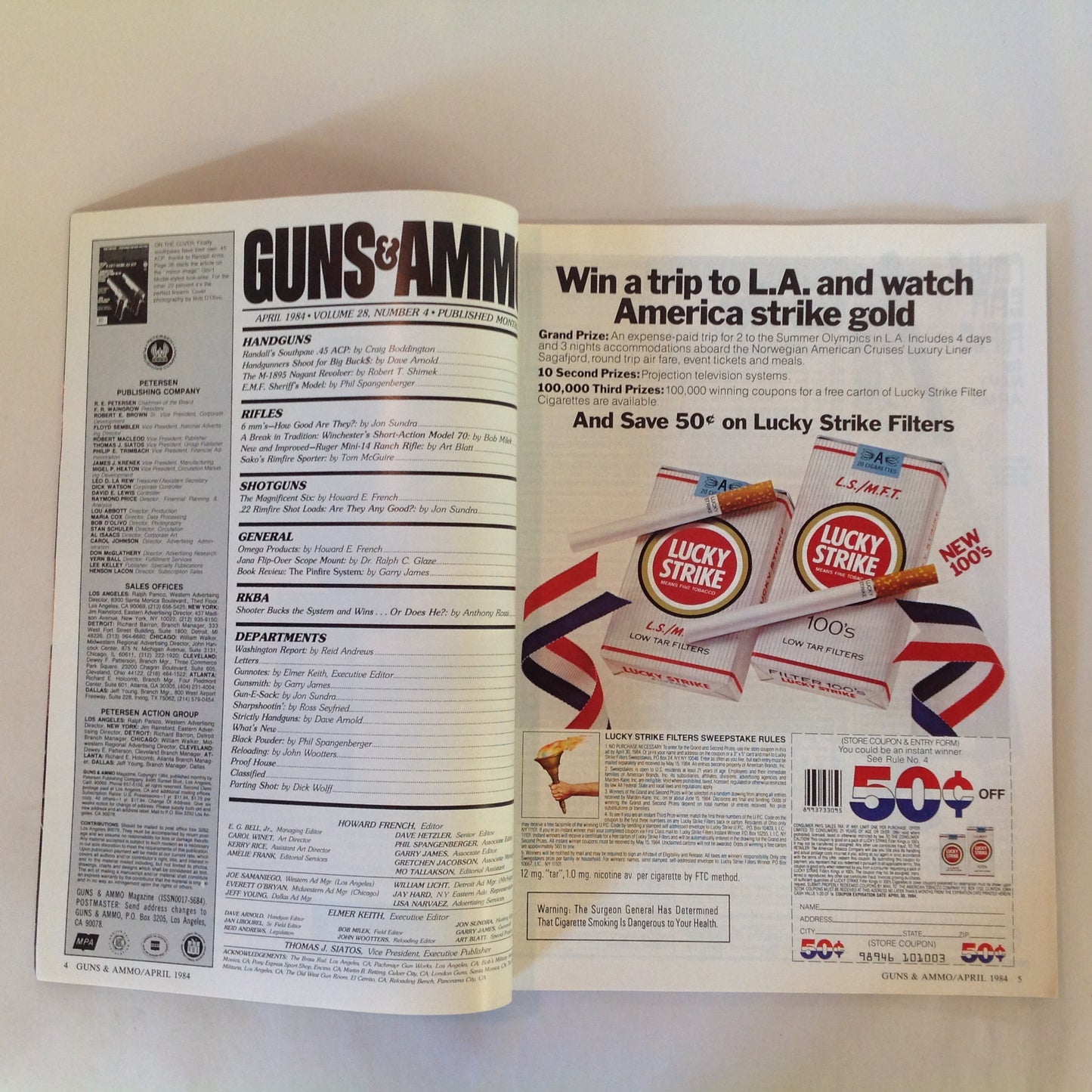 Vintage Apr 1984 Guns & Ammo Magazine At Last! A Left-Hand .45 ACP