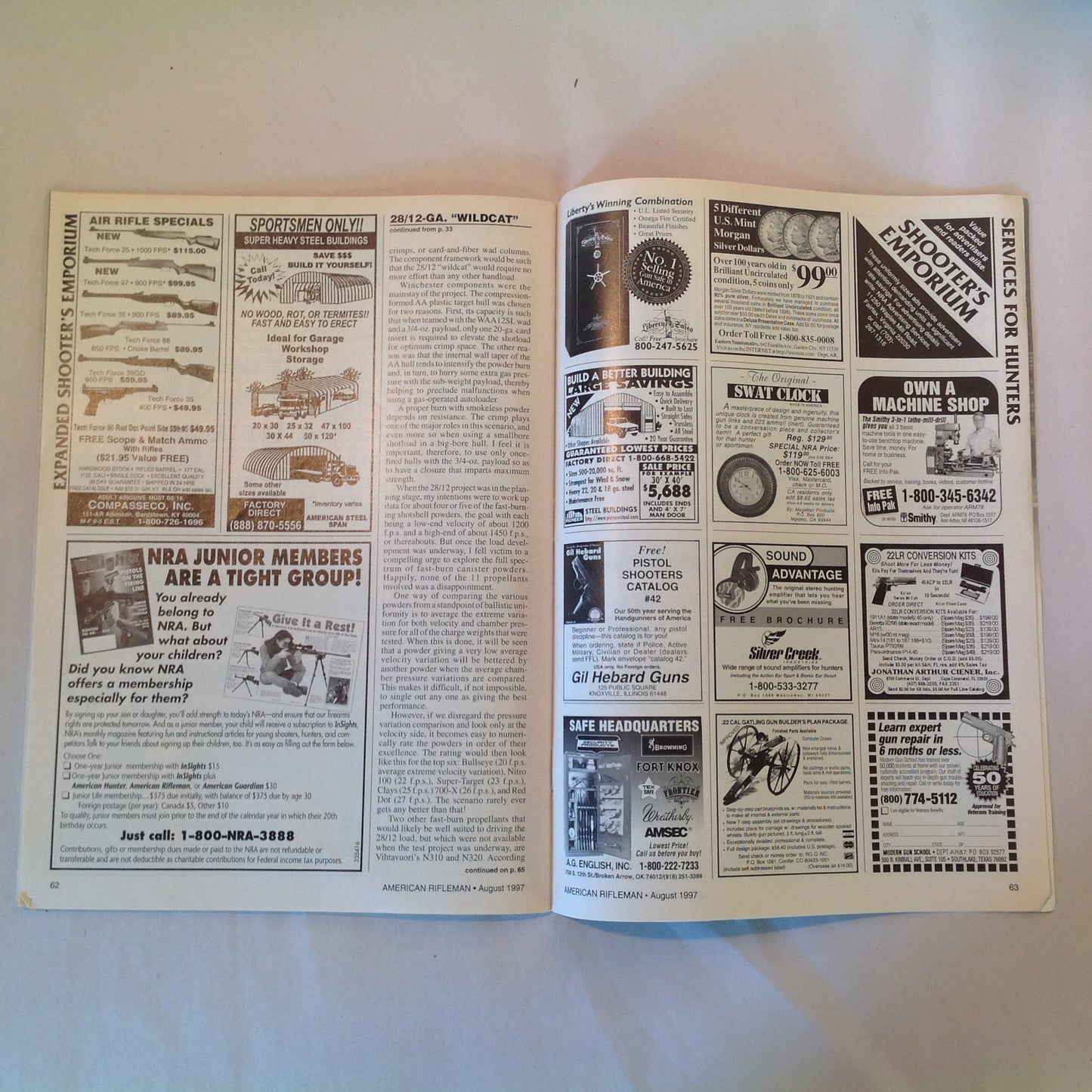 Vintage Aug 1997 American Rifleman Magazine Factory Custom Handguns John Browning Auto Rifle