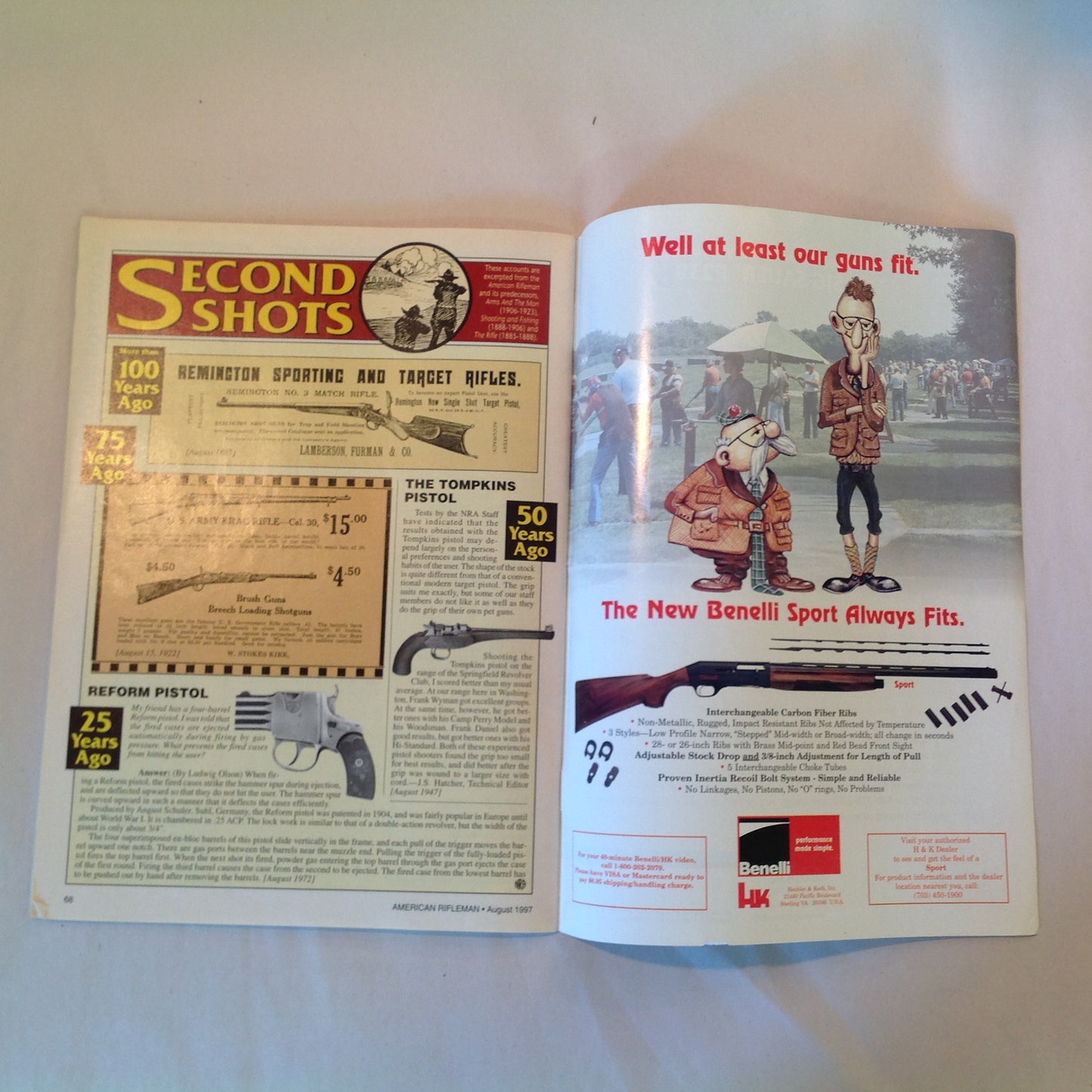 Vintage Aug 1997 American Rifleman Magazine Factory Custom Handguns John Browning Auto Rifle