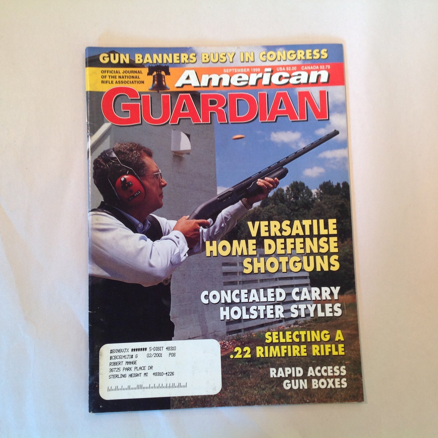 Vintage Sep 1999 American Guardian Magazine Versatile Home Defense Shotguns Concealed Carry Holtsters .22 Rimfire NRA Prop