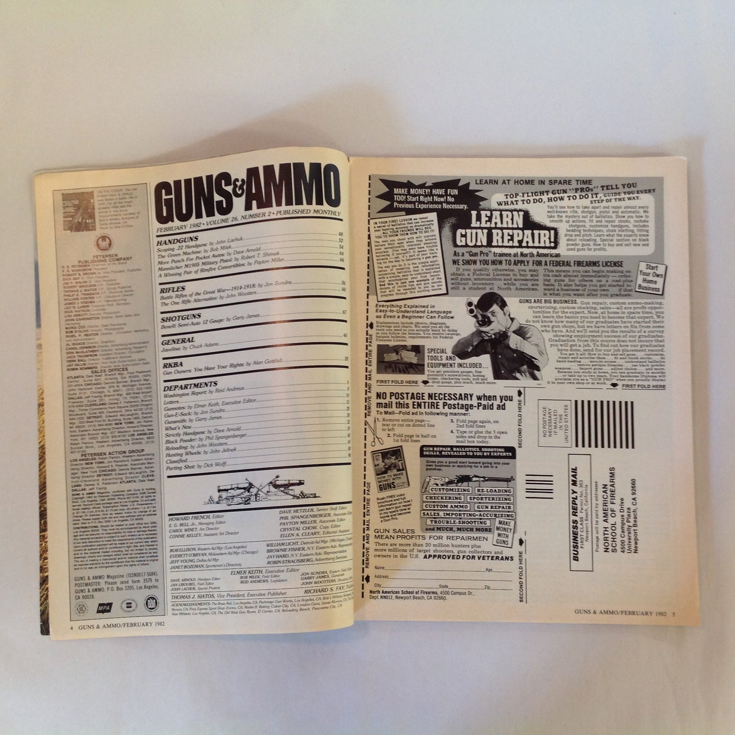 Vintage Feb 1982 Guns & Ammo Magazine Battle Rifles of the Great War 1914-1918