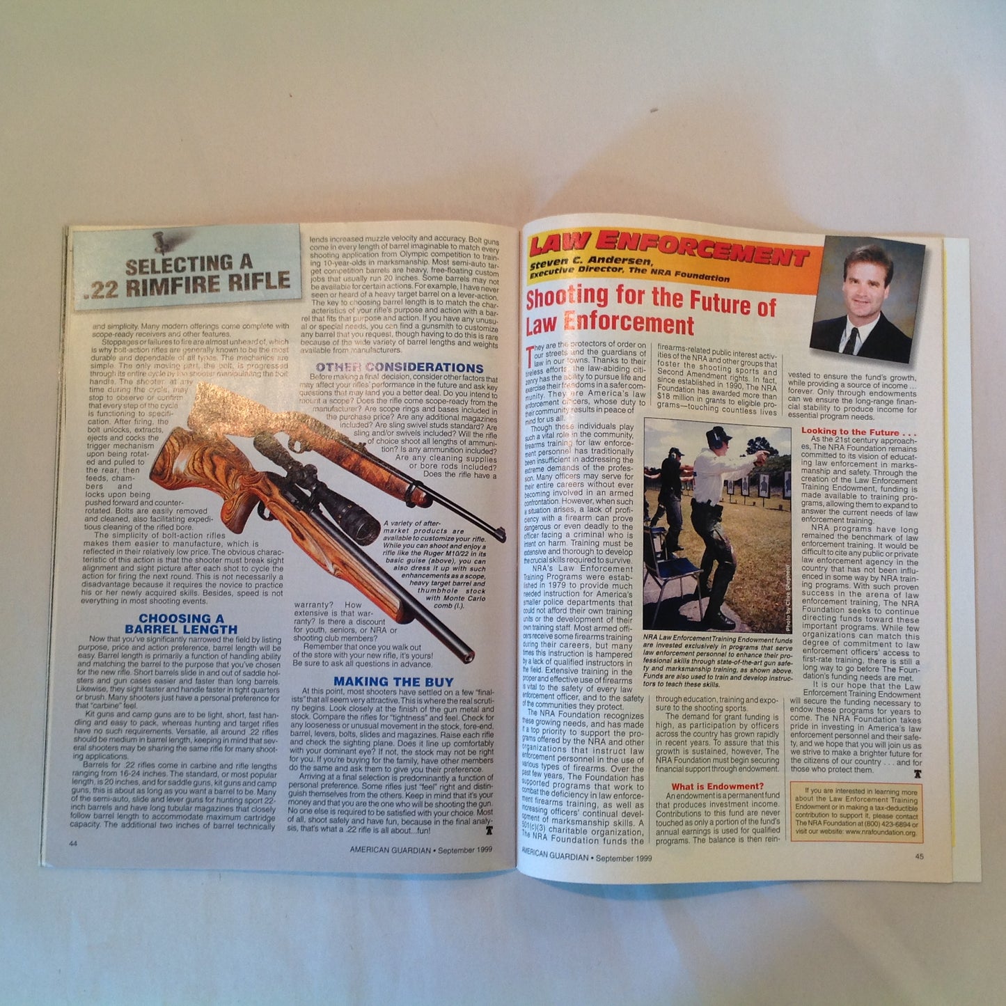 Vintage Sep 1999 American Guardian Magazine Versatile Home Defense Shotguns Concealed Carry Holtsters .22 Rimfire NRA Prop