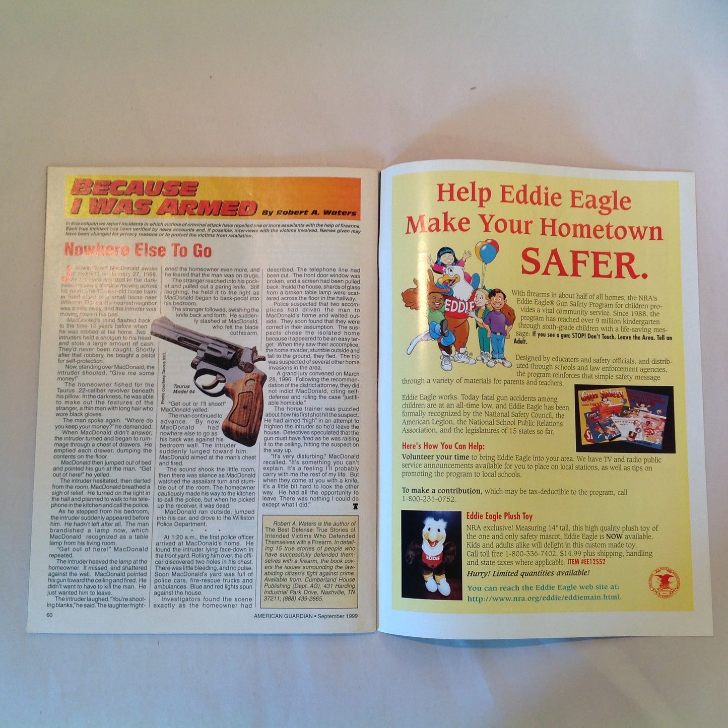 Vintage Sep 1999 American Guardian Magazine Versatile Home Defense Shotguns Concealed Carry Holtsters .22 Rimfire NRA Prop
