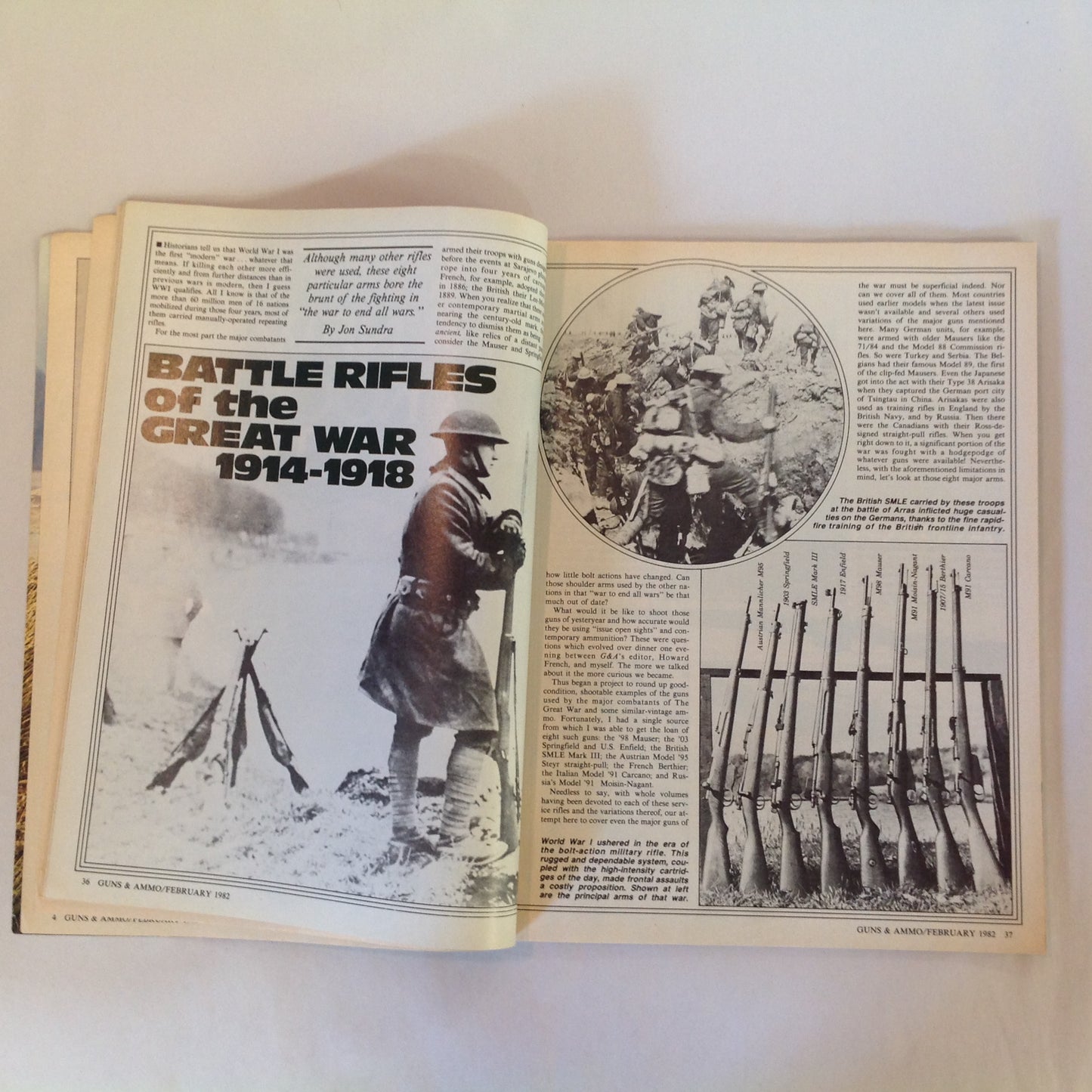 Vintage Feb 1982 Guns & Ammo Magazine Battle Rifles of the Great War 1914-1918