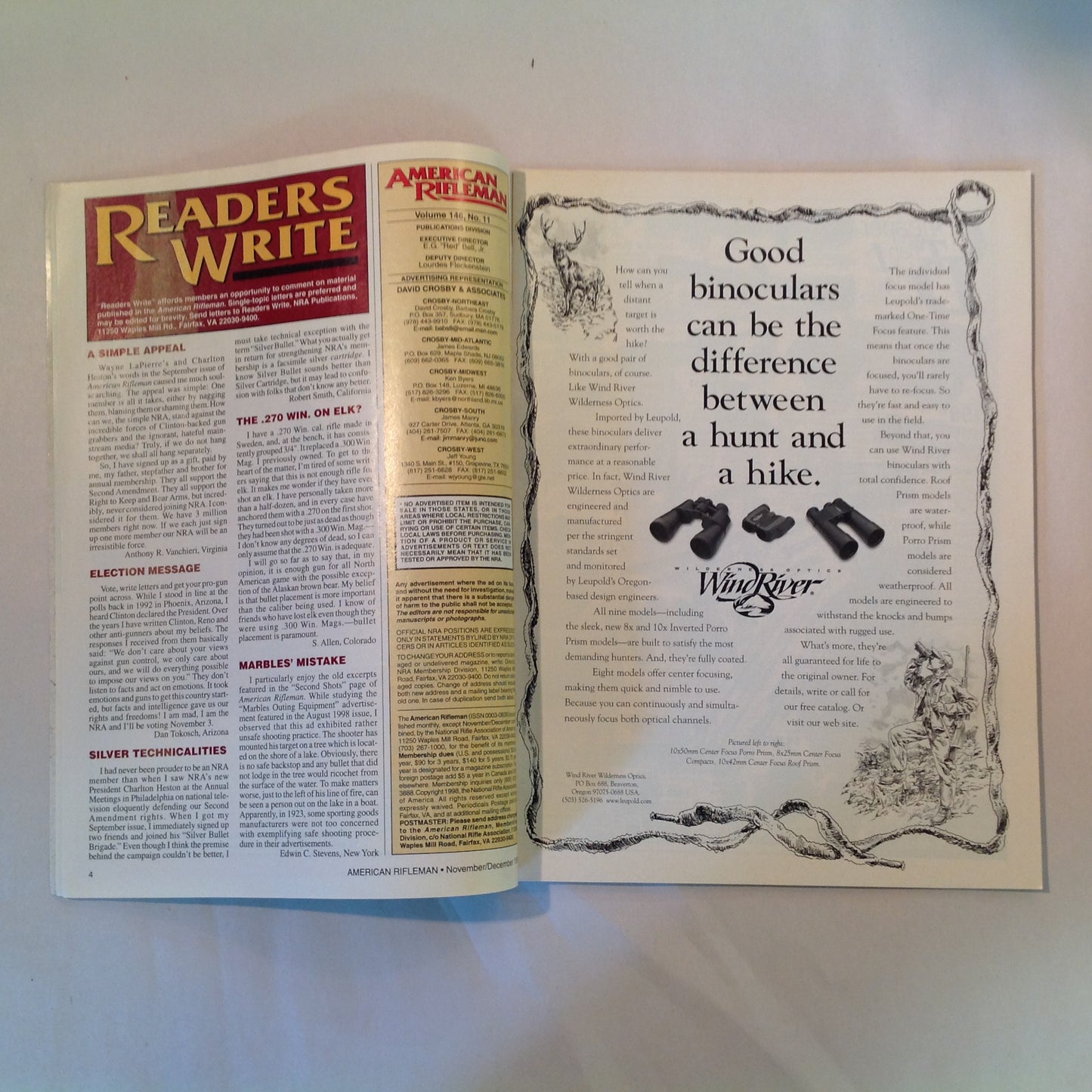 Vintage Nov/Dec 1998 American Rifleman Magazine It Can Happen Here Unless You VOTE! NRA Prop