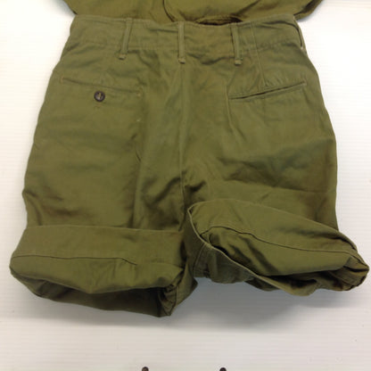 Vintage 2Pc BSA Boy Scouts of America Olive Green Shirt Shorts Grosse Pointe Michigan 61