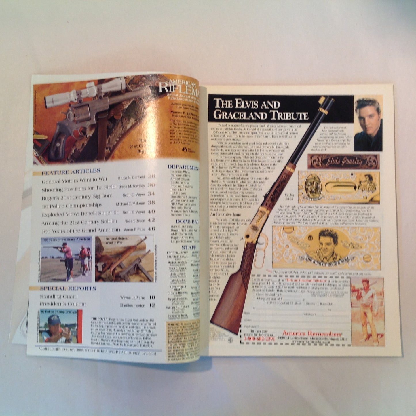 Vintage Jan 2000 American Rifleman Magazine Ruger 21st Century Big Bore Arming the 21st Century Soldier Shooting Positions 100 Years of Grand American