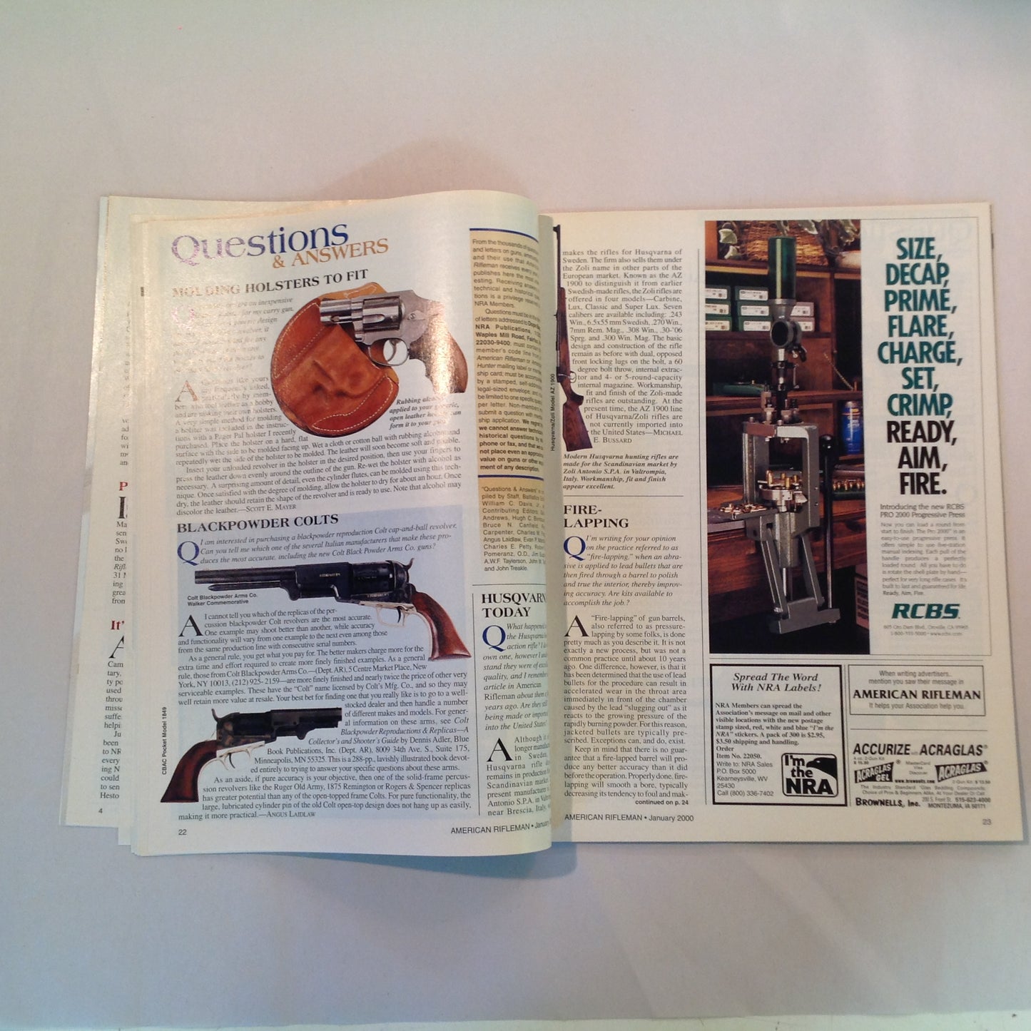 Vintage Jan 2000 American Rifleman Magazine Ruger 21st Century Big Bore Arming the 21st Century Soldier Shooting Positions 100 Years of Grand American