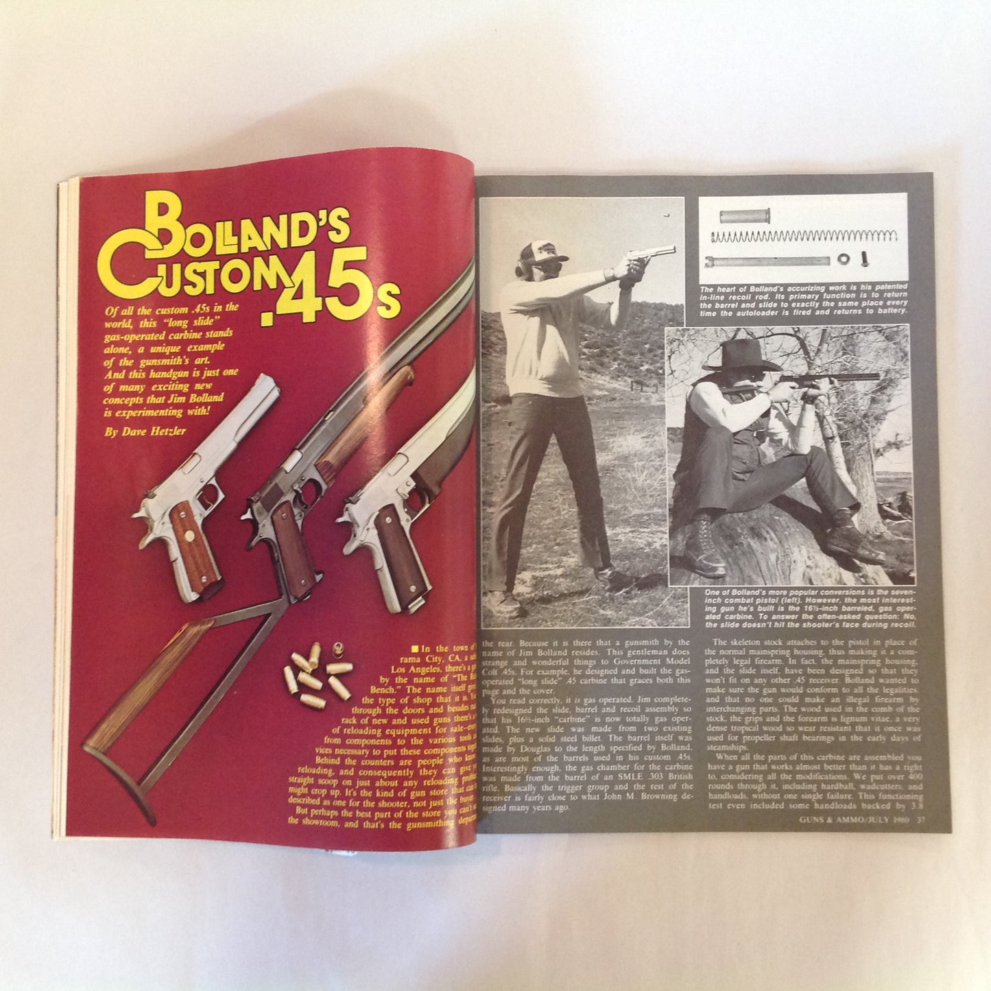 Vintage Jul 1980 Guns & Ammo Magazine Exclusive: Gas-Operated .45 ACP Pistol/Carbine