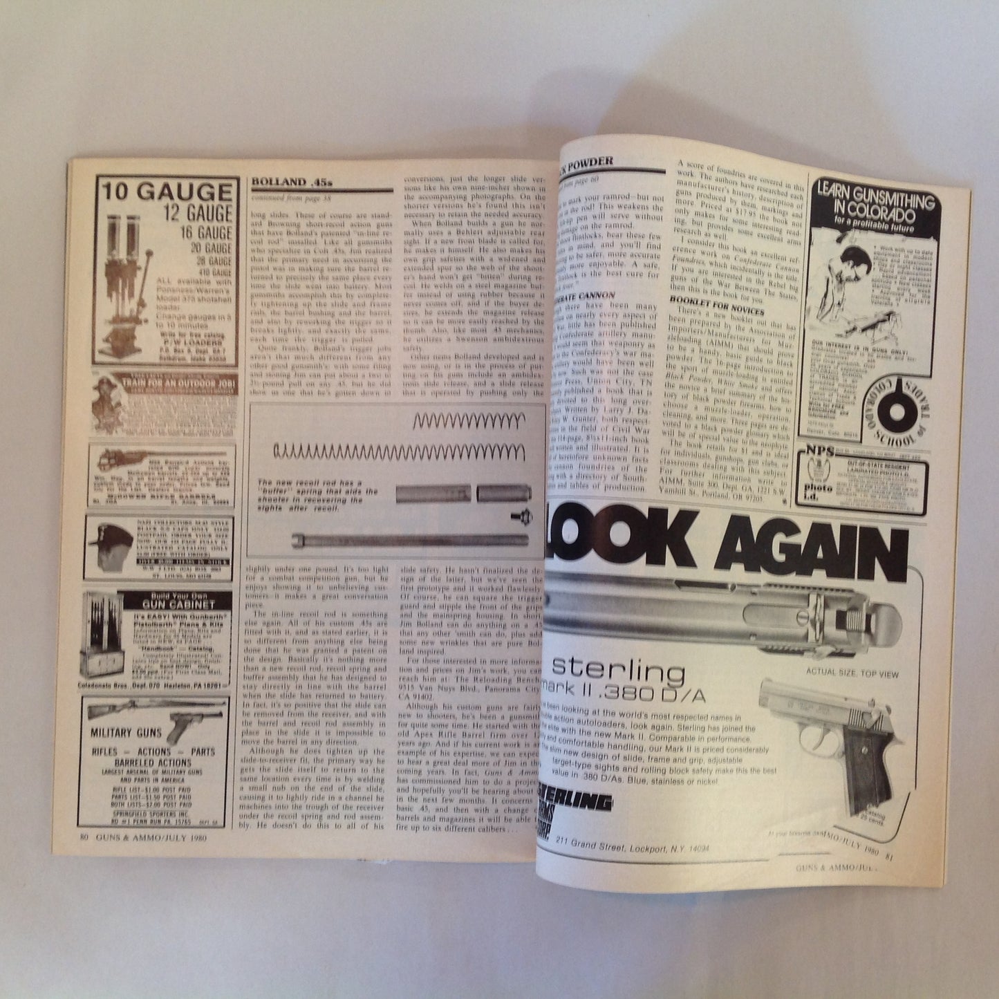 Vintage Jul 1980 Guns & Ammo Magazine Exclusive: Gas-Operated .45 ACP Pistol/Carbine