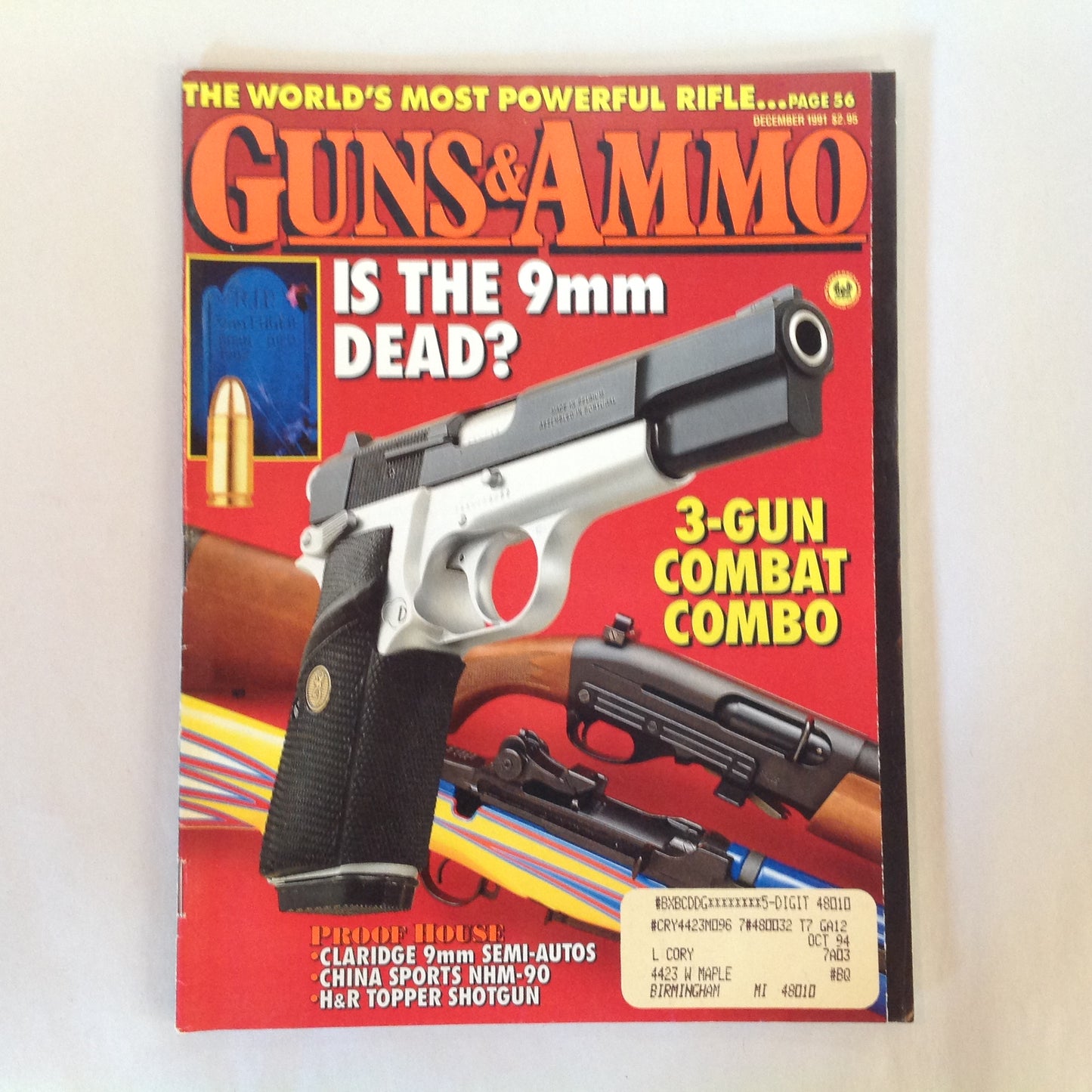 Vintage Dec 1991 Guns & Ammo Magazine Is the 9mm Dead?