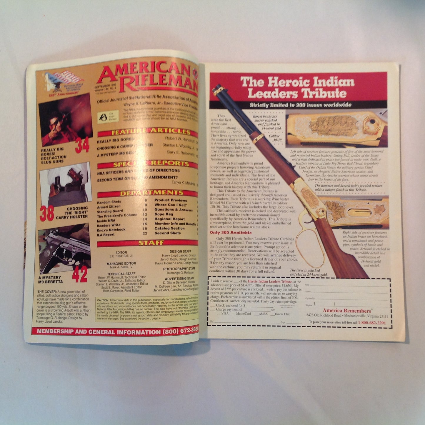 Vintage Sep 1996 American Rifleman Magazine Really Big Bores! Choose the Right Carry Holster Mystery M9 Beretta