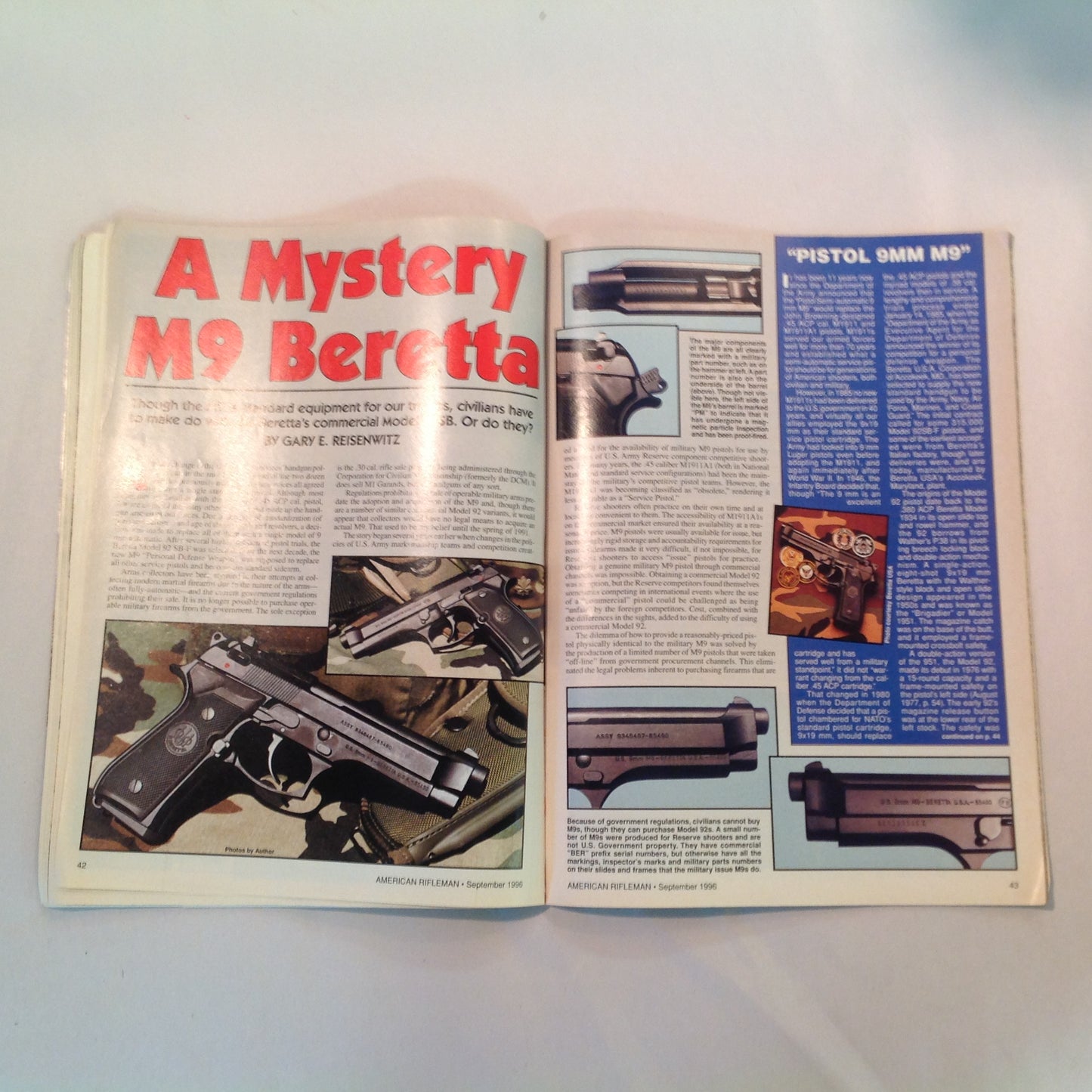 Vintage Sep 1996 American Rifleman Magazine Really Big Bores! Choose the Right Carry Holster Mystery M9 Beretta