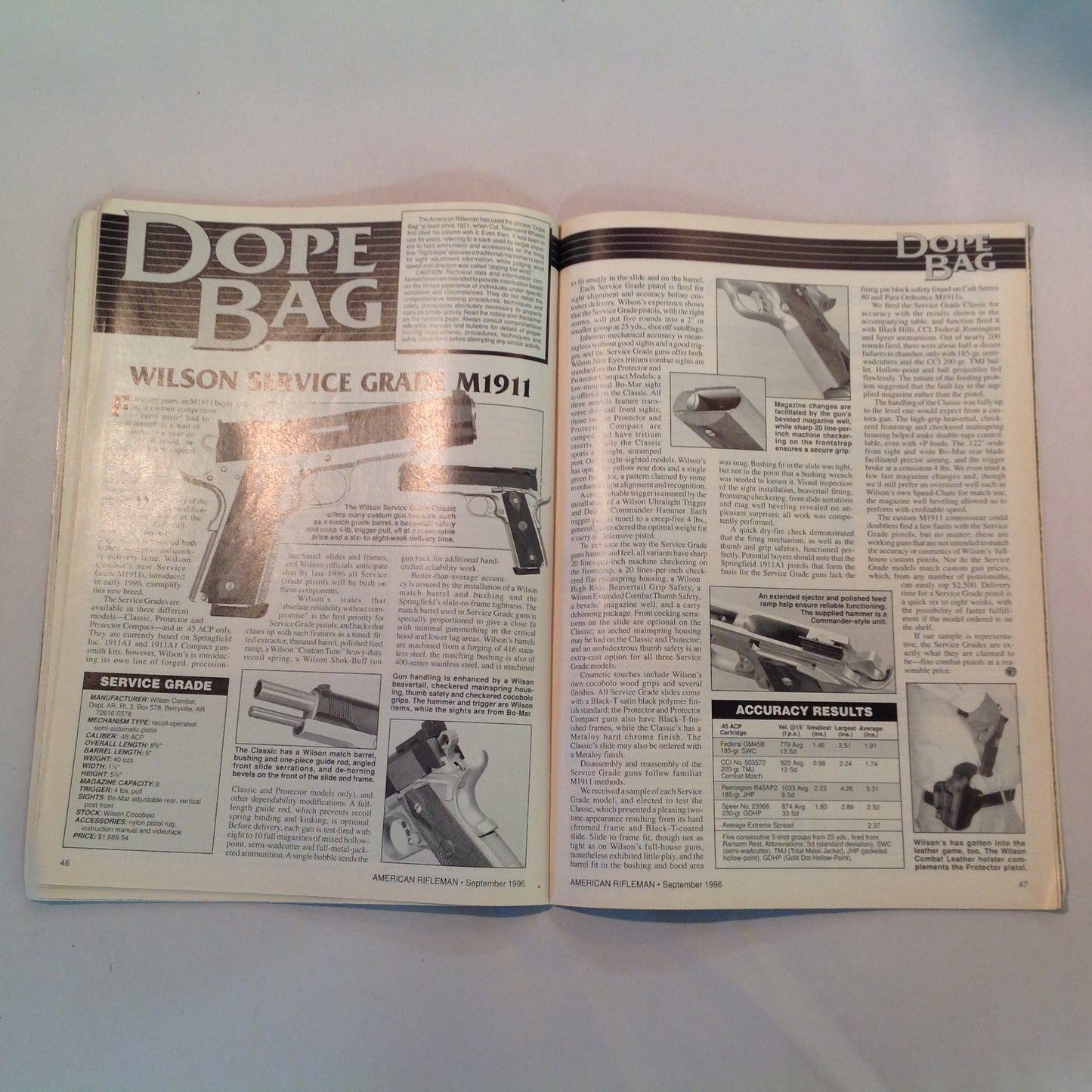 Vintage Sep 1996 American Rifleman Magazine Really Big Bores! Choose the Right Carry Holster Mystery M9 Beretta