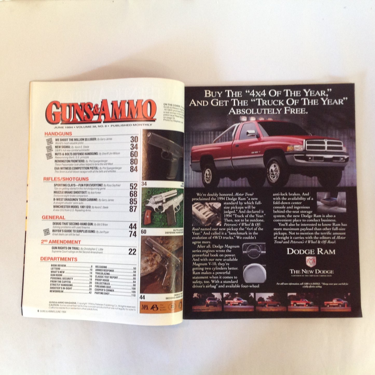 Vintage Jun 1994 Guns & Ammo Magazine S&W's Sigma Top Secret Combat Pistol The Real Story