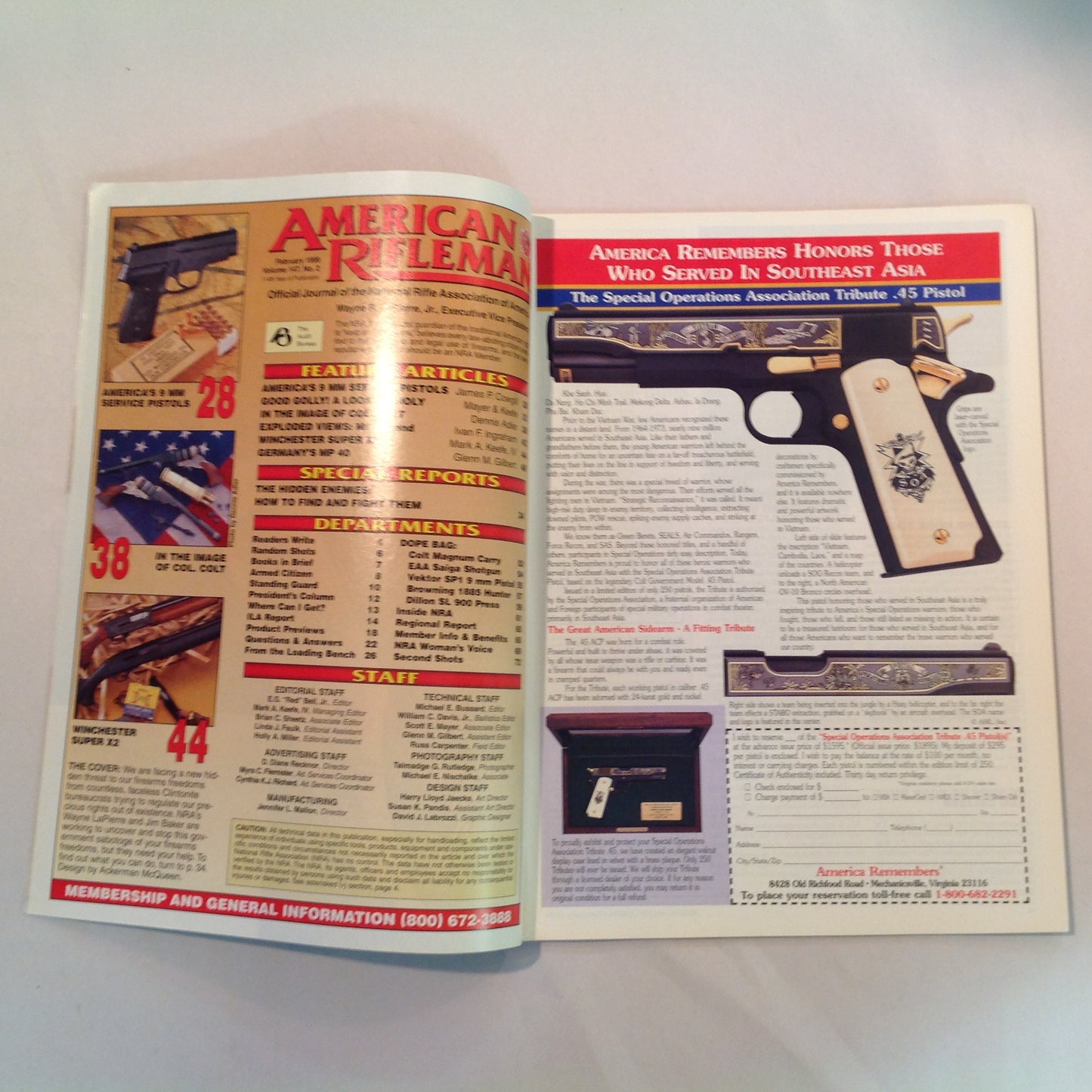 Vintage Feb 1999 American Rifleman Magazine Wayne LaPierre Jim Baker NRA Prop
