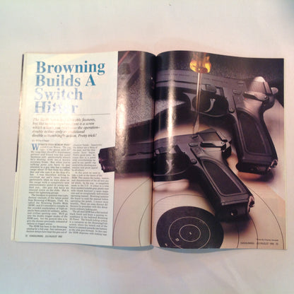 Vintage Jul/Aug 1992 Hand Gunning Magazine Double Take Browning Switchblade BDM Olympic 92 Webley Trench War