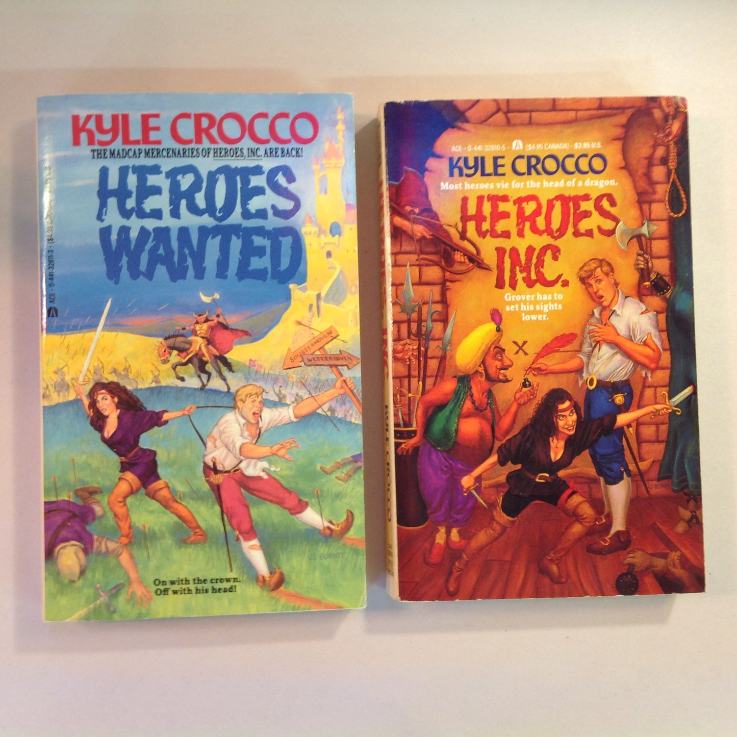 Vintage 1991 2Pc Lot Mass Market Paperbacks Heroes Wanted/Heroes, Inc. Kyle Crocco First Edition