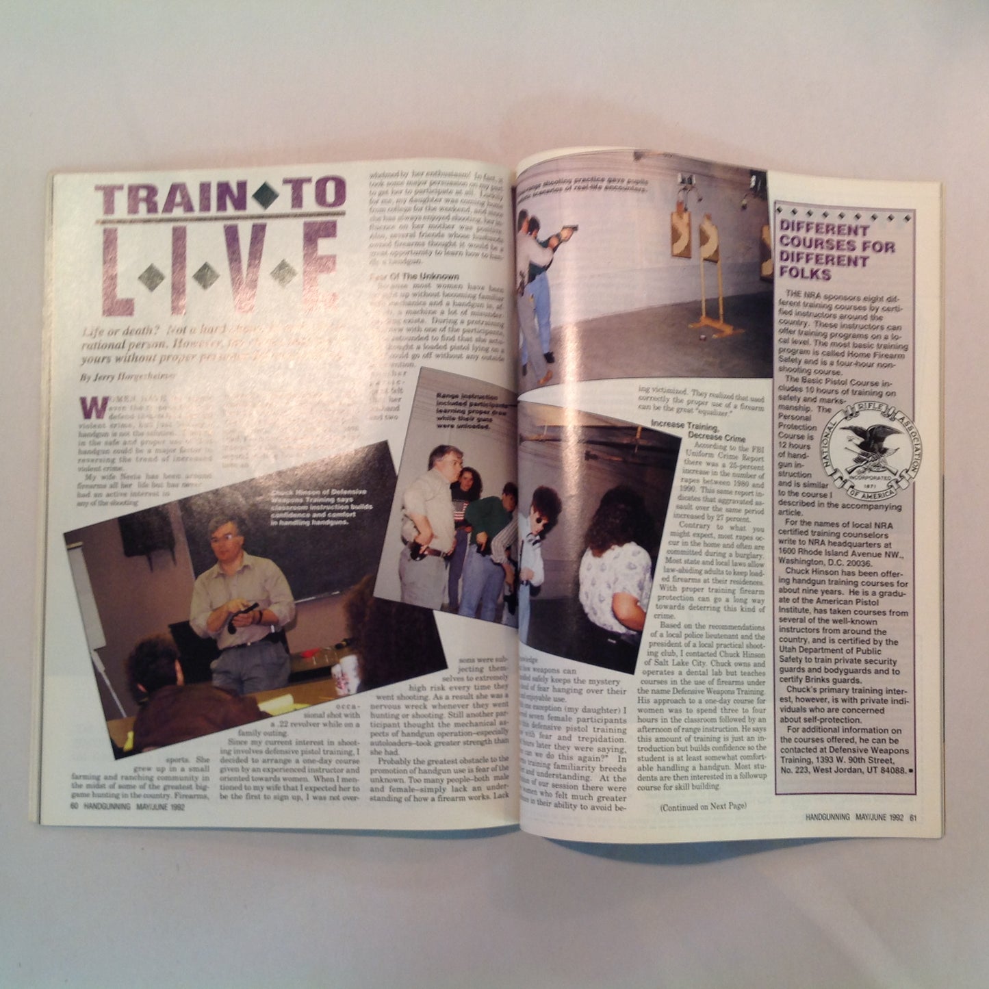 Vintage May/Jun 1992 Hand Gunning Magazine Self-Defense Up Close and Personal Civilian Gun Carry? New Defense Guns