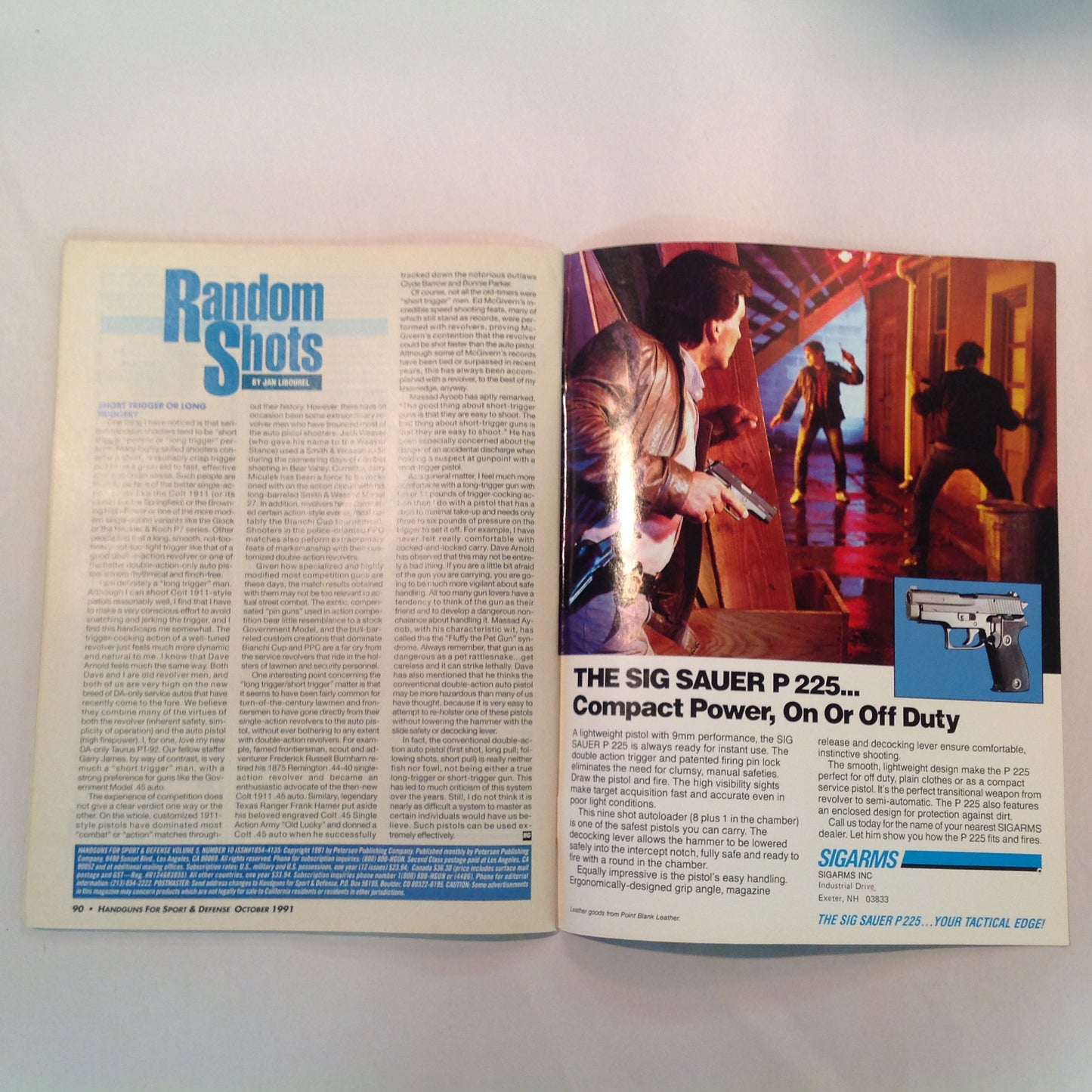Vintage Oct 1991 Handguns For Sport and Defense Magazine All New & Complete Buyer's Guide Combat Auto Pistols