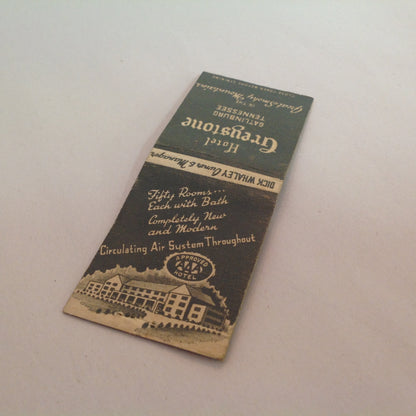 Vtg Matchbook Cover Hotel Greystone Gatlinburg Tennessee Dick Whaley Smokey Mts