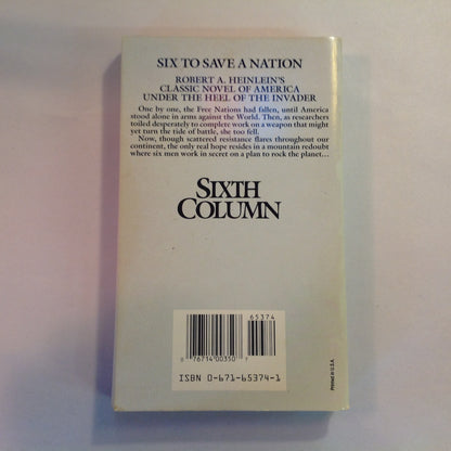 Vintage 1988 Mass Market Paperback Sixth Column: A Novel Robert A. Heinlein Baen First