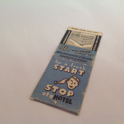 Vtg Matchbook Cover Hotel Edison Sunbury Pennsylvania Hub of Central PA Modern!