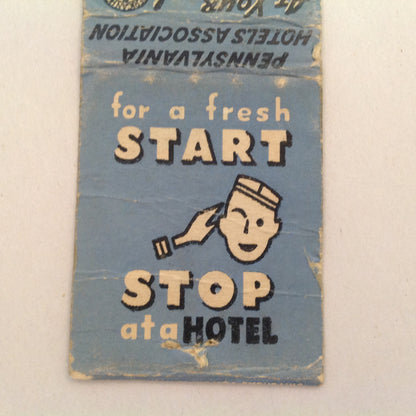 Vtg Matchbook Cover Hotel Edison Sunbury Pennsylvania Hub of Central PA Modern!