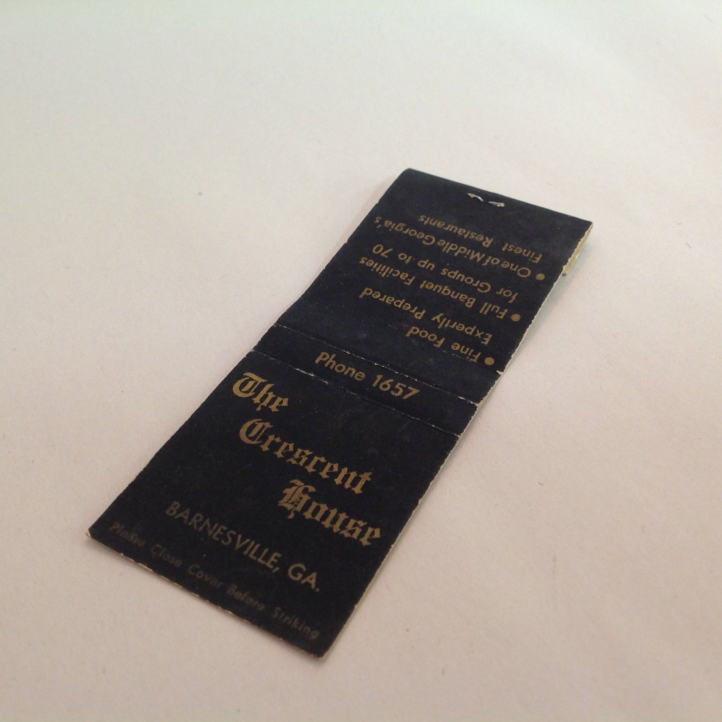 Vintage Matchbook Cover The Crescent House Middle Georgia's Finest Barnesville GA