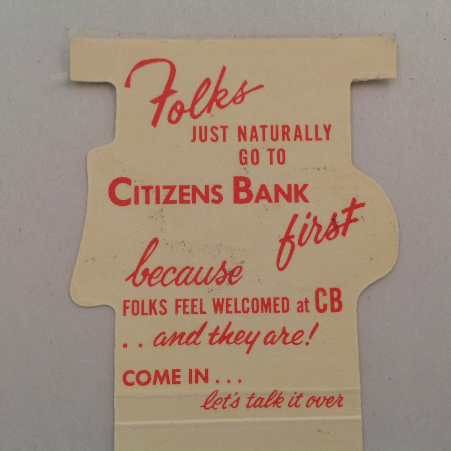 Vintage Matchbook Cover Citizens Bank Save With Mr. CB Around the Clock Bank By Mail
