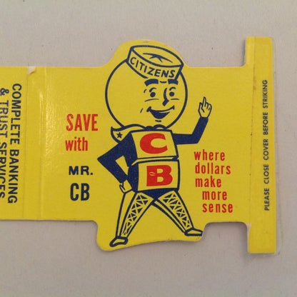 Vintage Matchbook Cover Citizens Bank Save With Mr. CB Around the Clock Bank By Mail