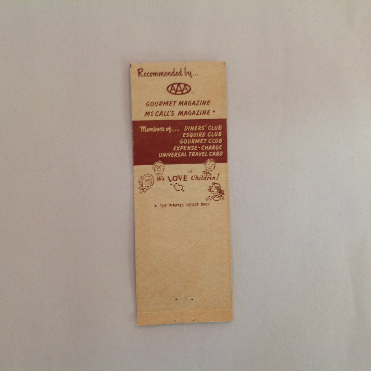 Vintage Matchbook Cover Herb & Jim's Restaurants Matchless Friends Harvest Pirates