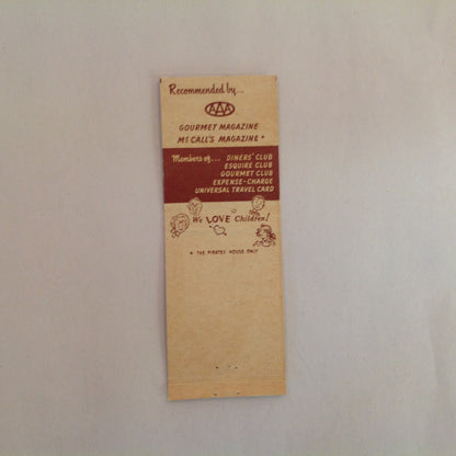 Vintage Matchbook Cover Herb & Jim's Restaurants Matchless Friends Harvest Pirates
