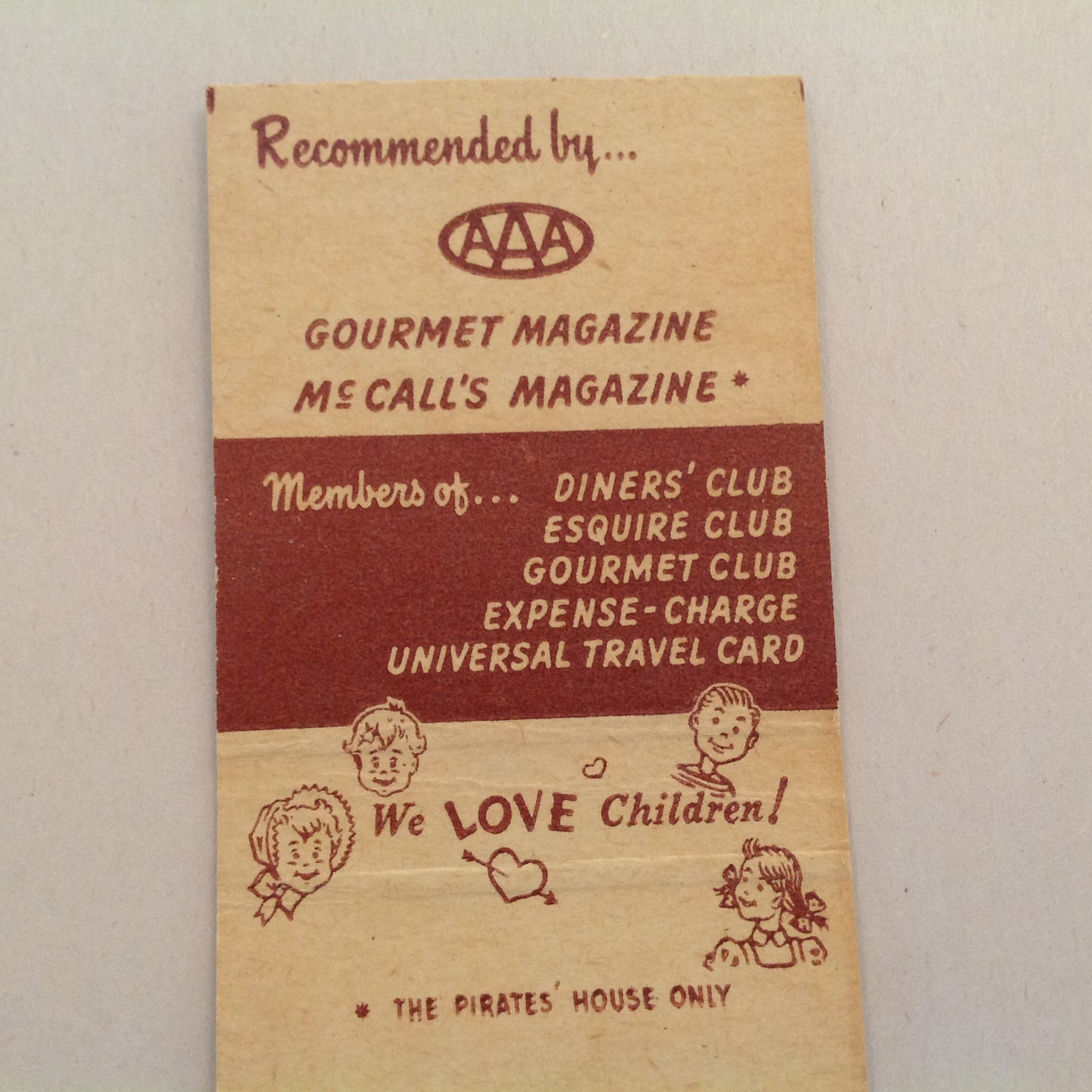 Vintage Matchbook Cover Herb & Jim's Restaurants Matchless Friends Harvest Pirates