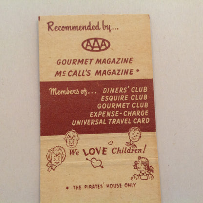 Vintage Matchbook Cover Herb & Jim's Restaurants Matchless Friends Harvest Pirates
