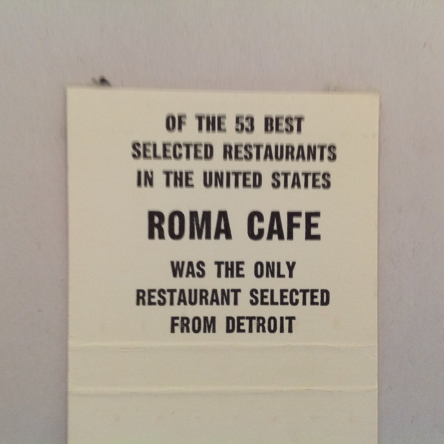 Vintage Matchbook Cover Roma Cafe Detroit's Oldest Italian Restaurant Beer Liquor MI