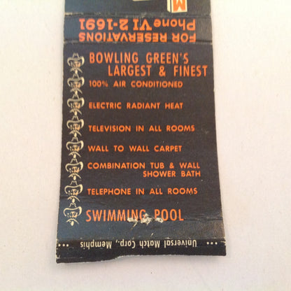 Vintage Matchbook Cover Kentucky Colonel Motel Restaurant Bowling Green Largest KY