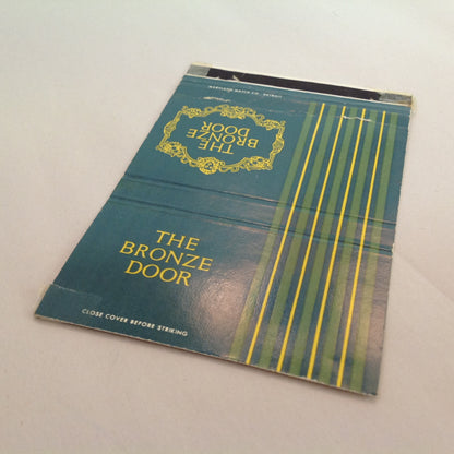 Vtg Matchbook Cover The Bronze Door Restaurant Kercheval Grosse Pointe Farms MI