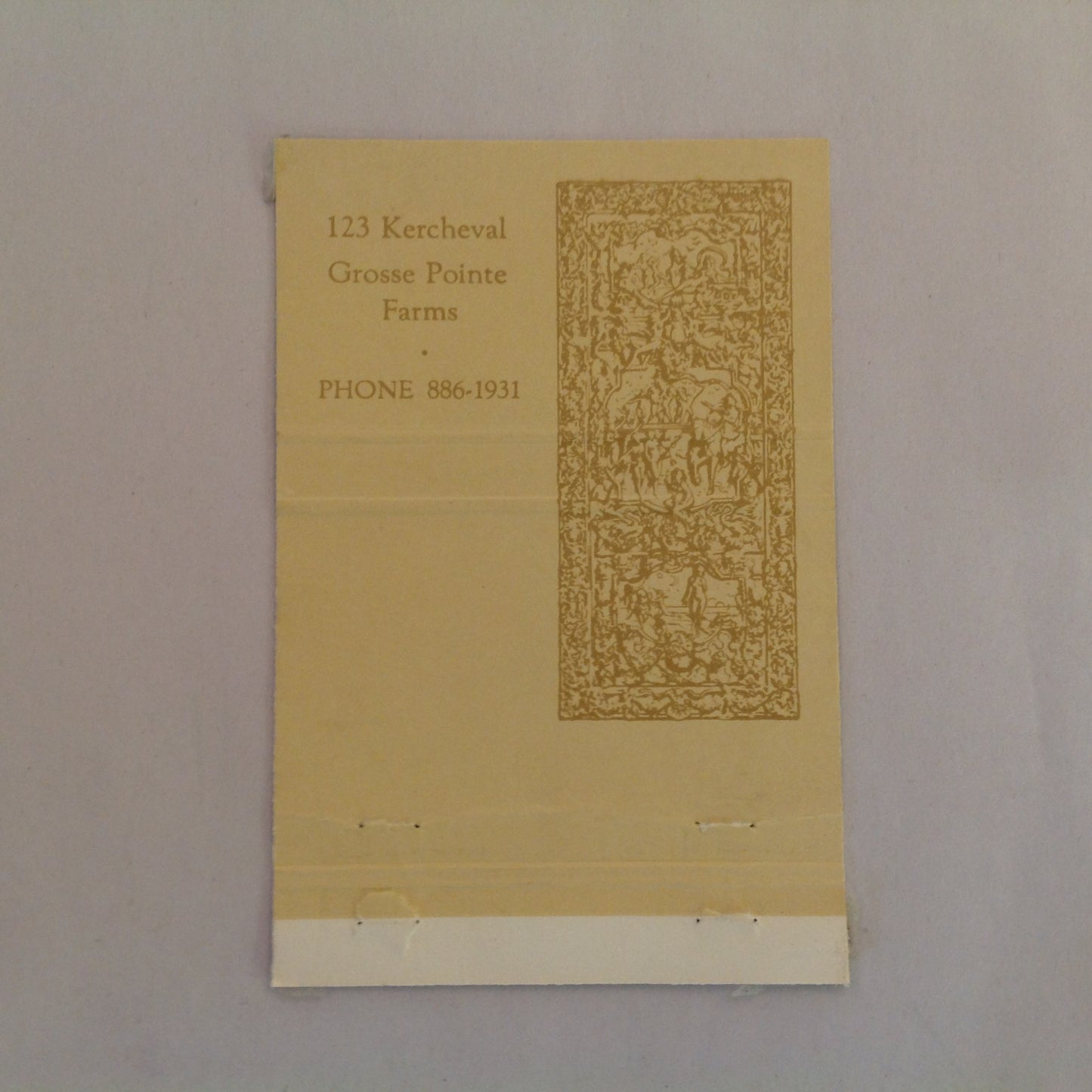 Vtg Matchbook Cover The Bronze Door Restaurant Kercheval Grosse Pointe Farms MI