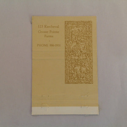 Vtg Matchbook Cover The Bronze Door Restaurant Kercheval Grosse Pointe Farms MI