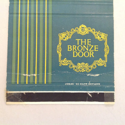 Vtg Matchbook Cover The Bronze Door Restaurant Kercheval Grosse Pointe Farms MI