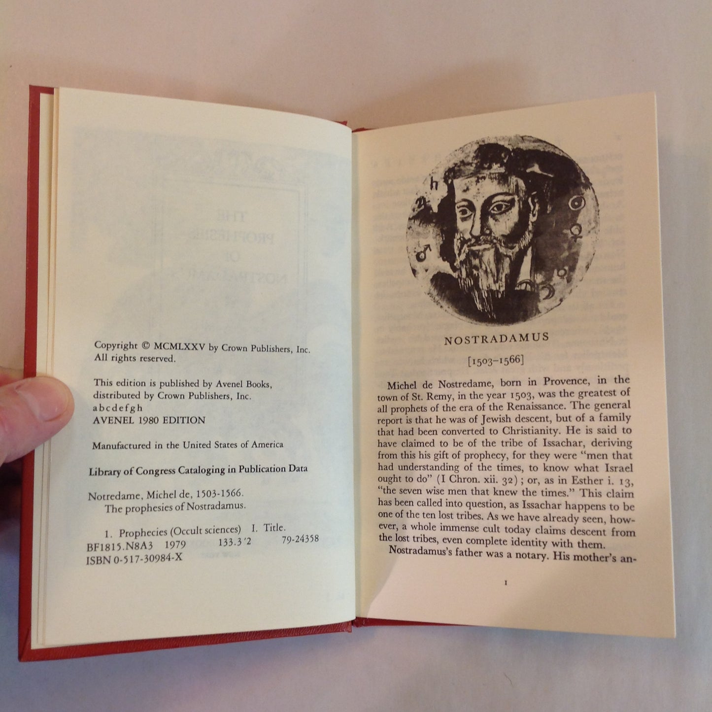 Vintage 1980 Hardcover Gift Book The Prophecies of Nostradamus Avenel