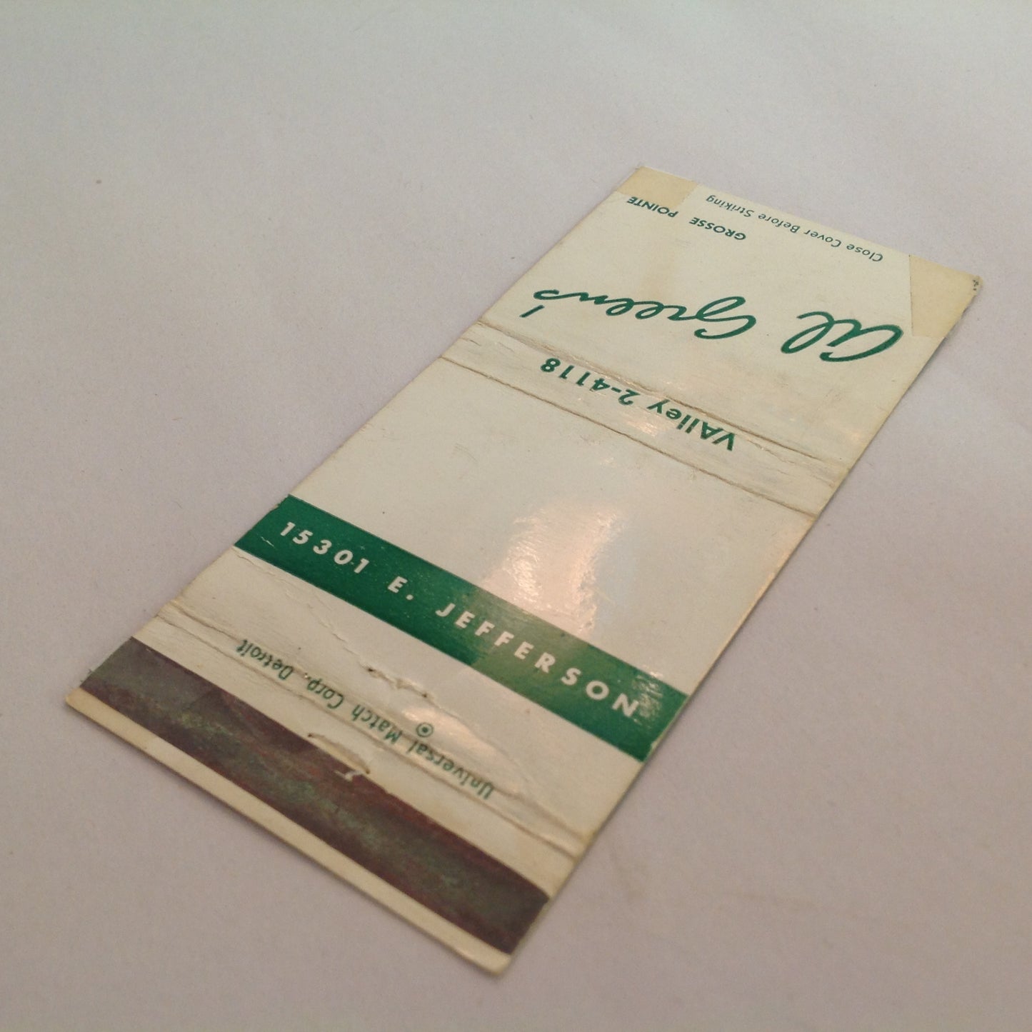 Vintage Matchbook Cover Al Green's Restaurant Grosse Pointe Michigan Jefferson