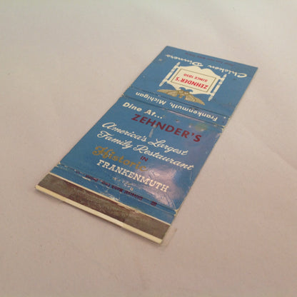 Vintage Matchbook Cover Zehnder's Family Restaurant Chicken Dinners Frankenmuth MI