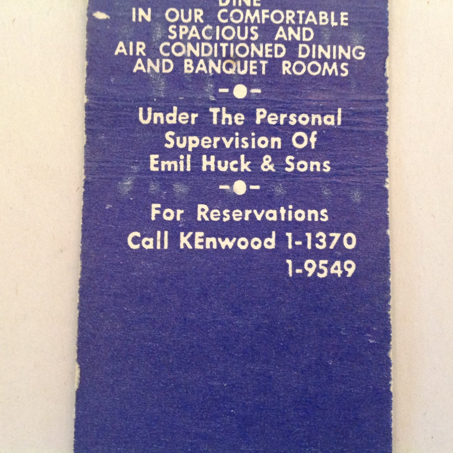 Vintage Matchbook Cover Emil Huck's Redford Inn Gd River Detroit Fish Frogs Steak MI