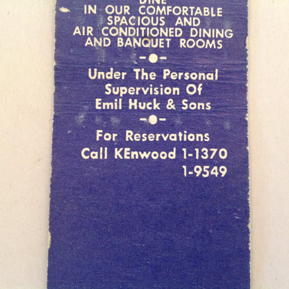 Vintage Matchbook Cover Emil Huck's Redford Inn Gd River Detroit Fish Frogs Steak MI