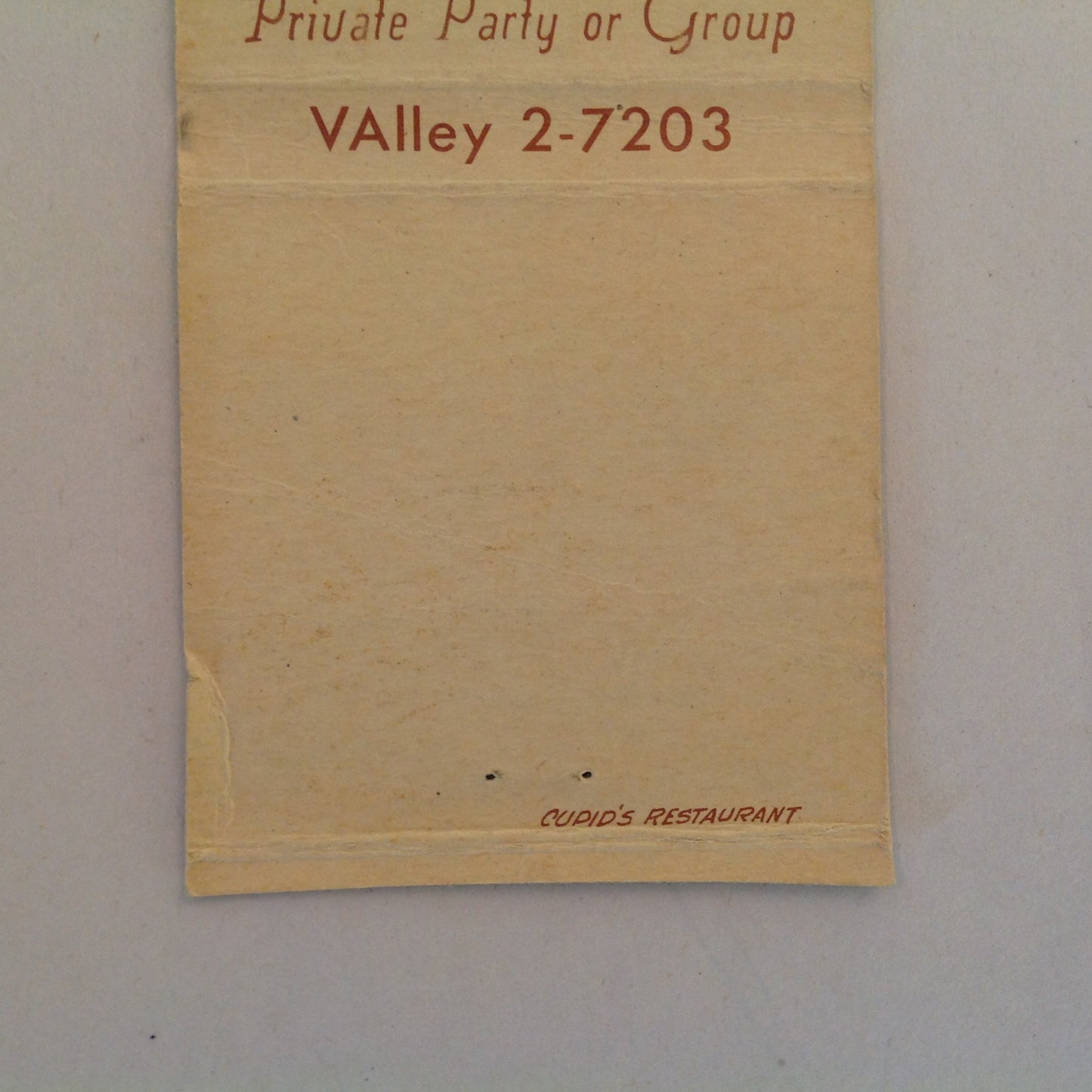 Vintage Matchbook Cover Cupid's Restaurant Detroit 13 Visit Our New Western Room MI