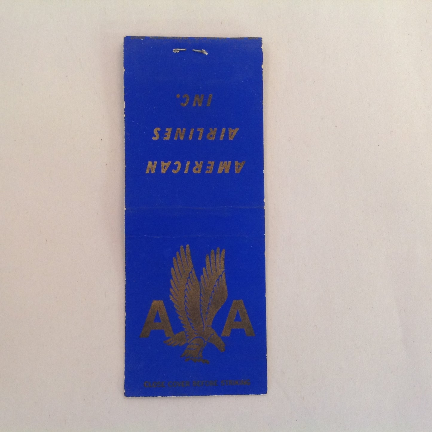 Vintage Matchbook Cover American Airlines Inc AA Eagle Monogram Logo Blue Plane