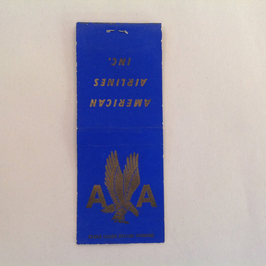 Vintage Matchbook Cover American Airlines Inc AA Eagle Monogram Logo Blue Plane