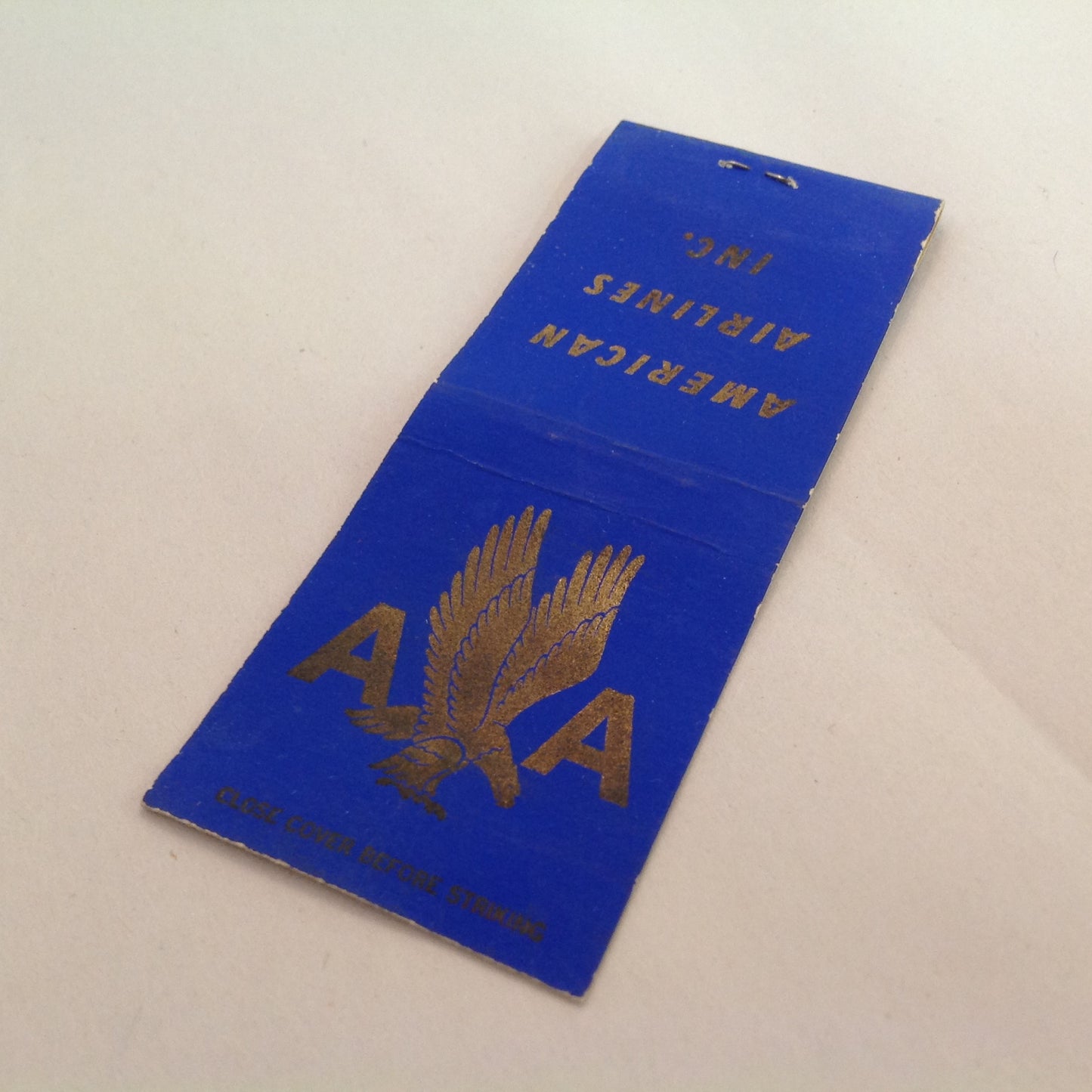 Vintage Matchbook Cover American Airlines Inc AA Eagle Monogram Logo Blue Plane
